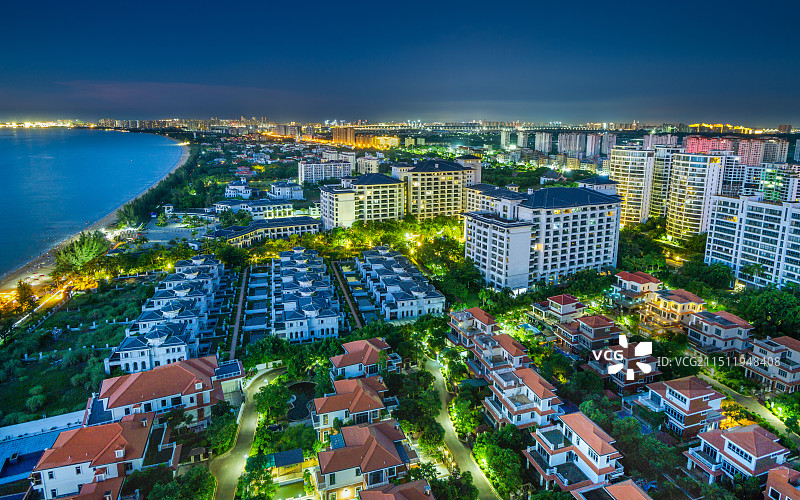 海口西海岸精品海岸线盈滨半岛旅游度假区建筑风光航拍视角全景图图片素材
