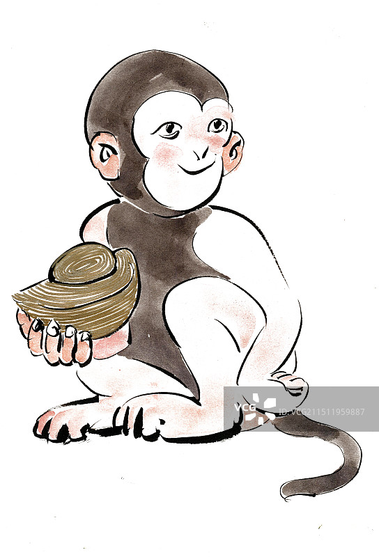 捧元宝的猴子图片素材