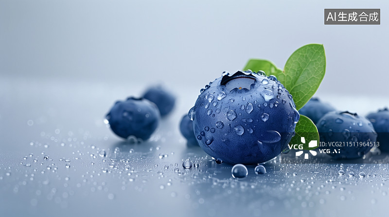 【AI数字艺术】蓝莓 新鲜水果 简洁背景图片素材
