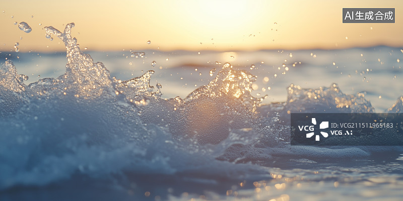 【AI数字艺术】海浪水花背景图片素材