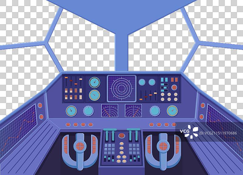 未来派宇宙飞船控制舱内部图片素材