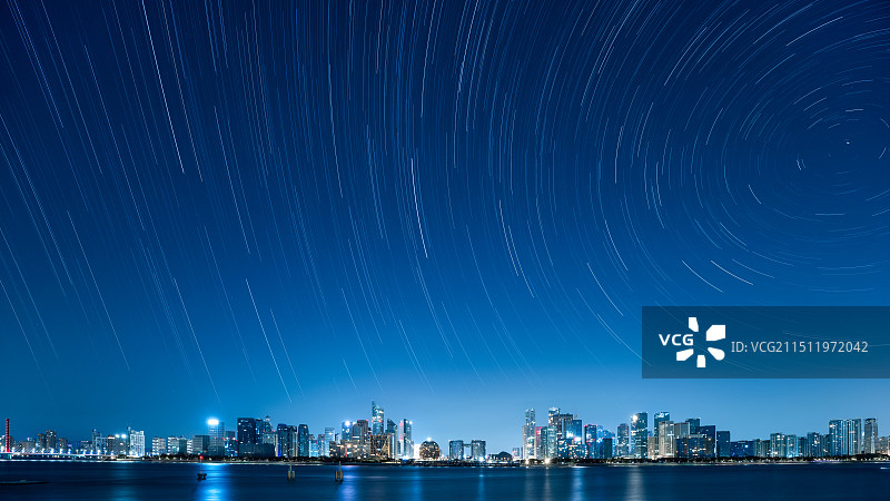 杭州钱江新城星轨图片素材