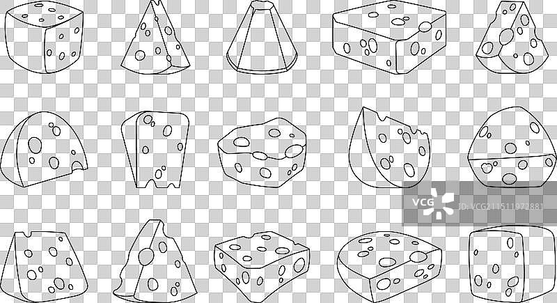 奶酪切片块状线稿图标图片素材