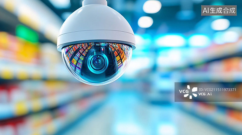 【AI数字艺术】监控摄像头安全设备保护隐私监视器特写背景图片素材