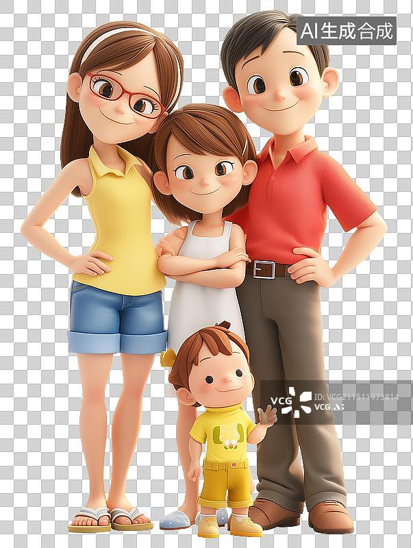 【AI数字艺术】一家四口3D免扣素材图片素材