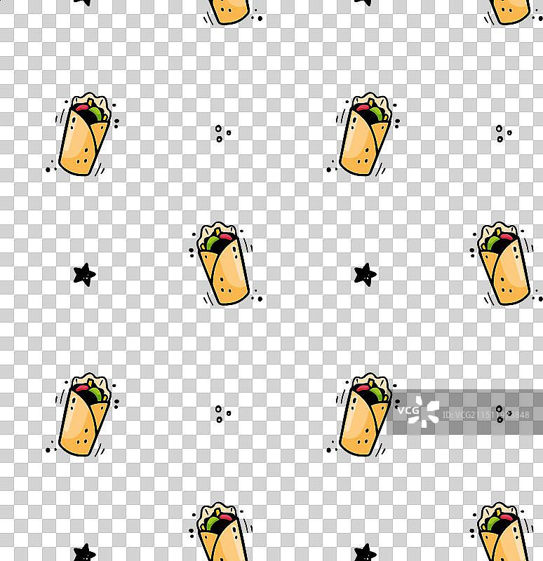 手绘快餐沙瓦玛烤肉串图片素材