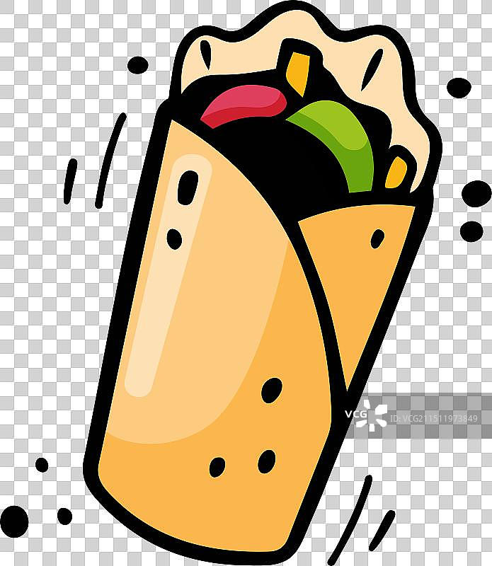 手绘沙威玛烤肉串速写图片素材