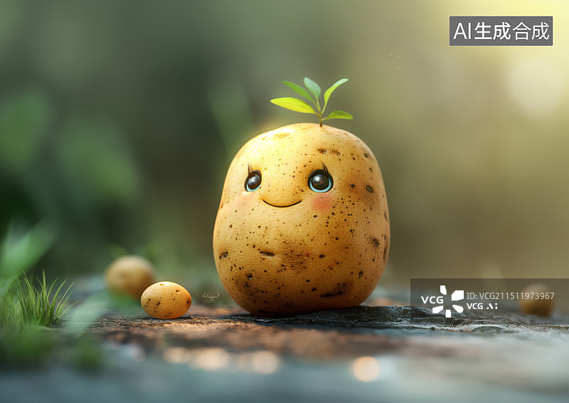 【AI数字艺术】可爱的拟人化卡通土豆图片素材