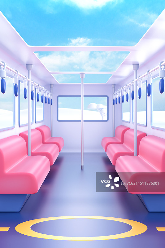 空荡荡的地铁车厢图片素材