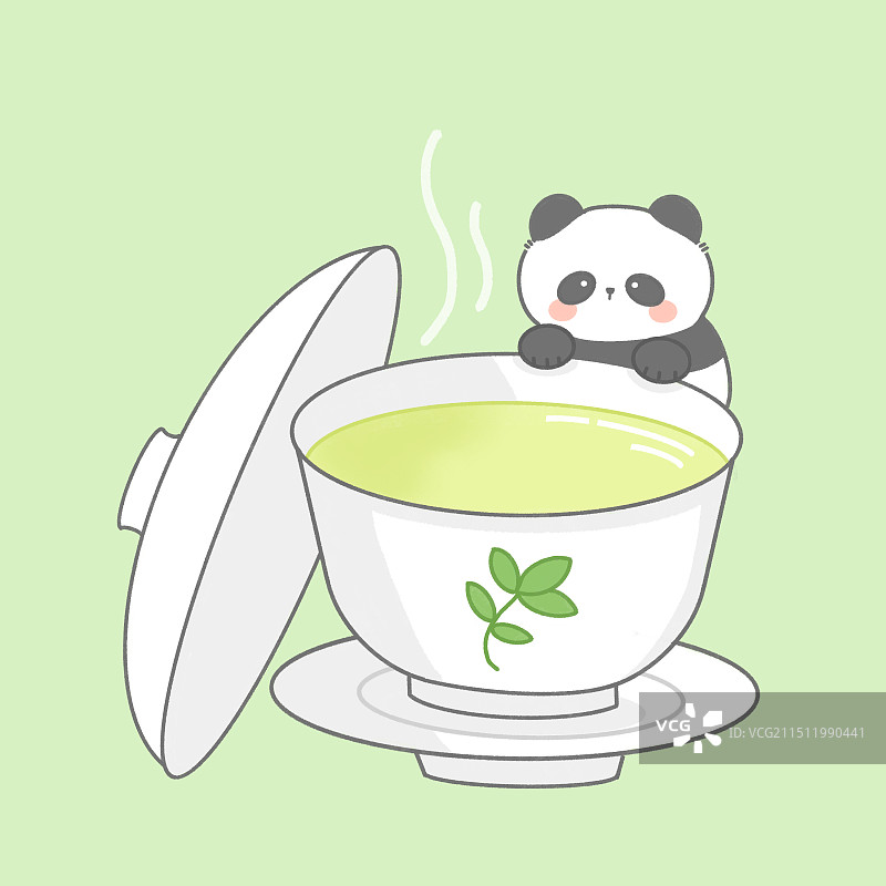 茶与熊猫插画图片素材