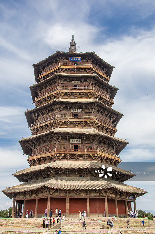 佛宫寺释迦塔又称应县木塔，位于中国山西省朔州市应县佛宫寺内，始建于辽清宁二年图片素材