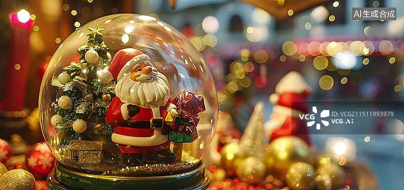 【AI数字艺术】圣诞节金色圣诞老人背景插画，冬天平安夜装饰质感场景插图图片素材