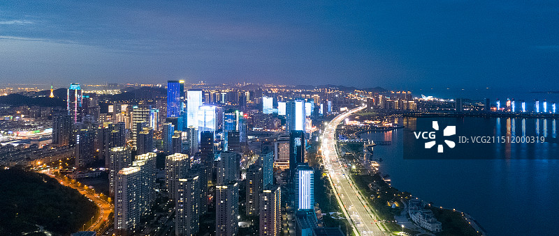 青岛西海岸城市夜景图片素材