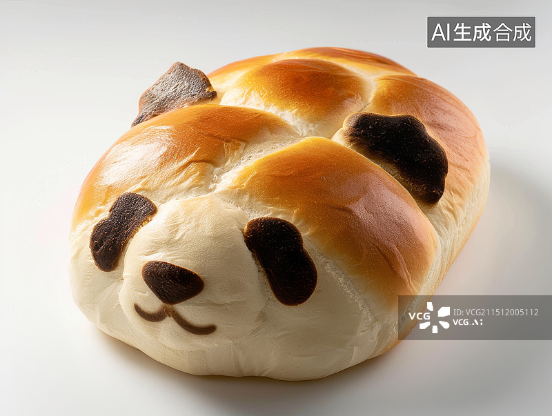 【AI数字艺术】狗头形状美食面包扁平风插画图片素材