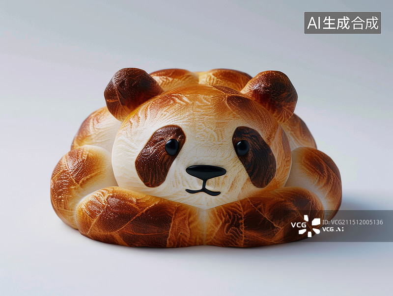 【AI数字艺术】熊猫形状美食面包扁平风插画图片素材