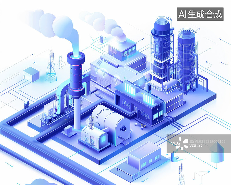【AI数字艺术】3D化工厂标识图片素材