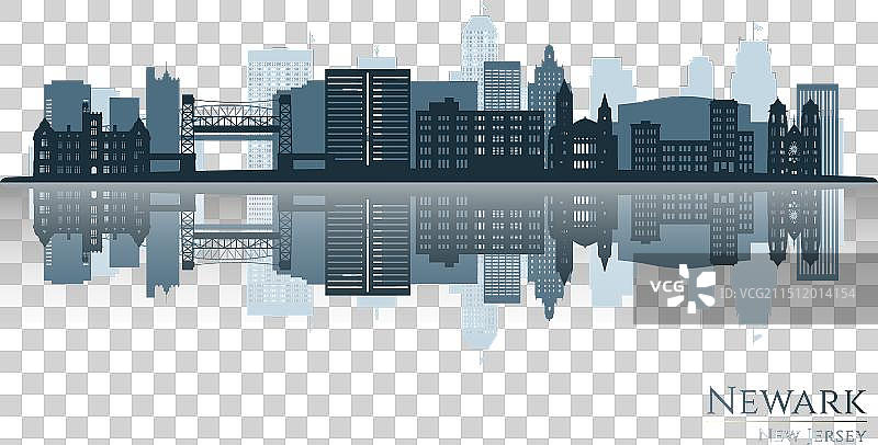 纽瓦克天际线轮廓倒影图片素材