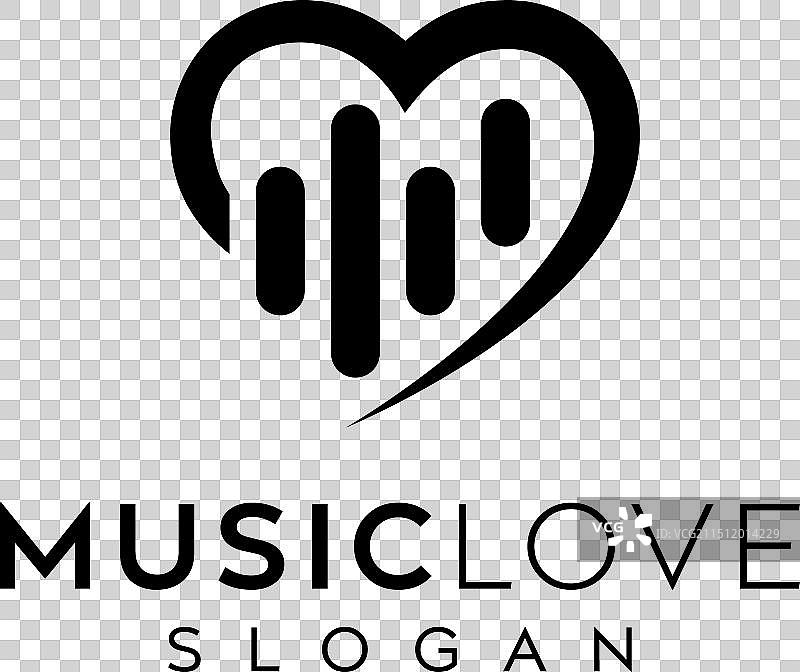 带爱心logo的声波音乐logo设计图片素材