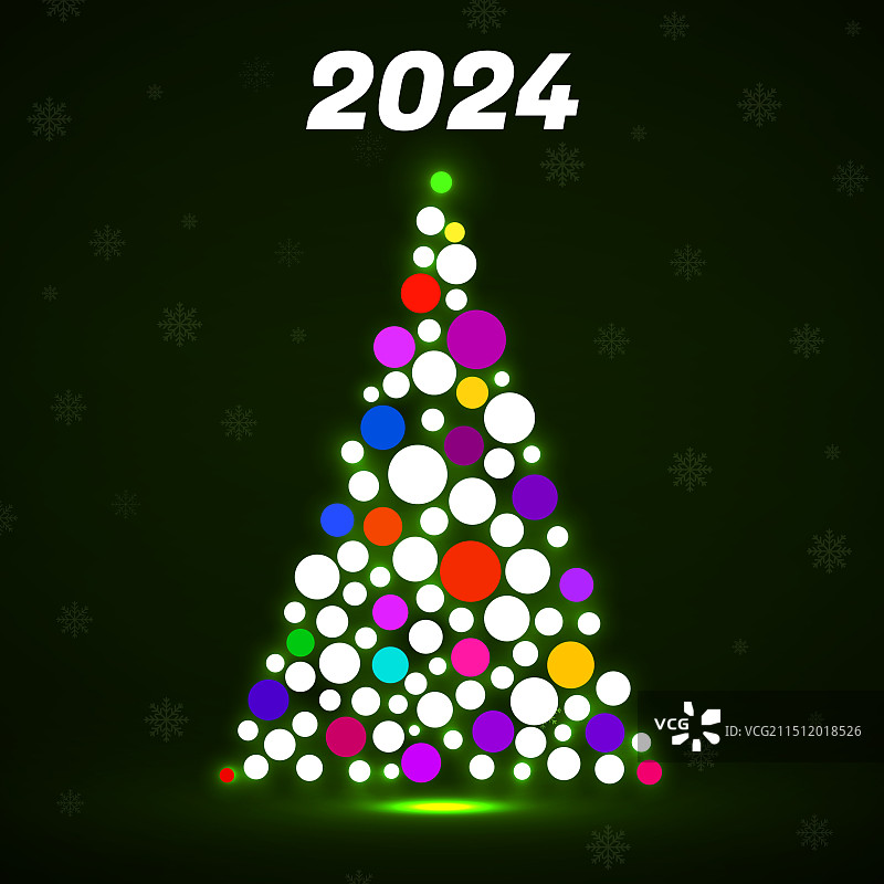 彩色抽象霓虹圣诞树2024图片素材