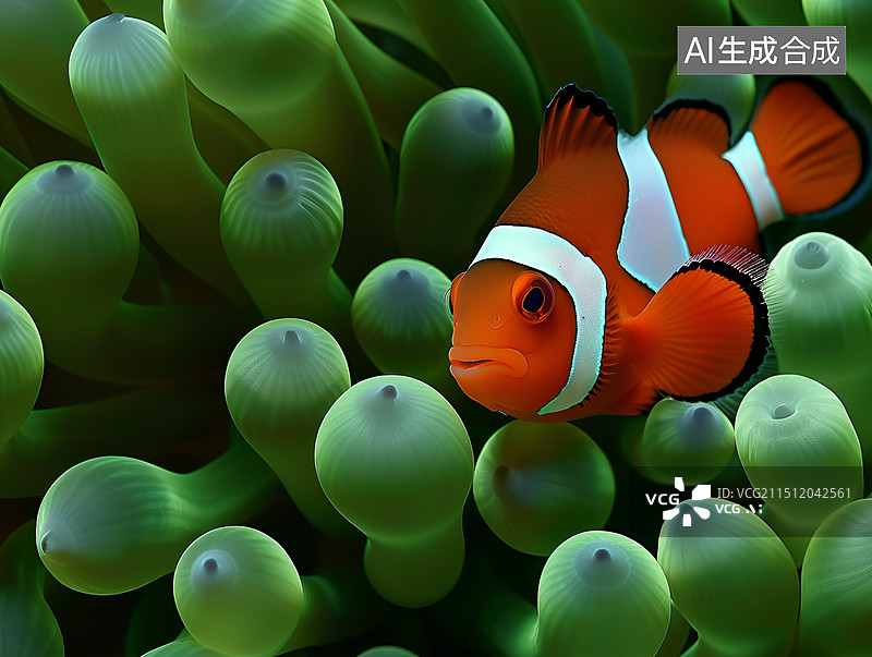 【AI数字艺术】鲜艳色彩的小丑鱼图片素材