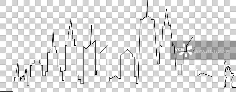 纽约市天际线连续线条画图片素材