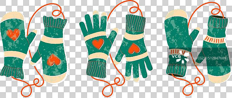 卡通纹理连指手套图片素材