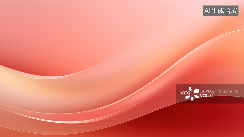 【AI数字艺术】浅红色背景金色线条流动曲线丝带简约设计风格背景图片素材