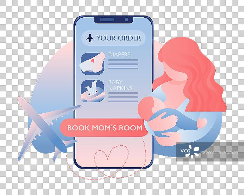 在机场预订母婴室的移动应用图片素材