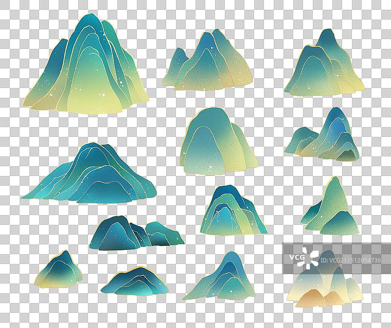 手绘国潮山石免抠元素图片素材