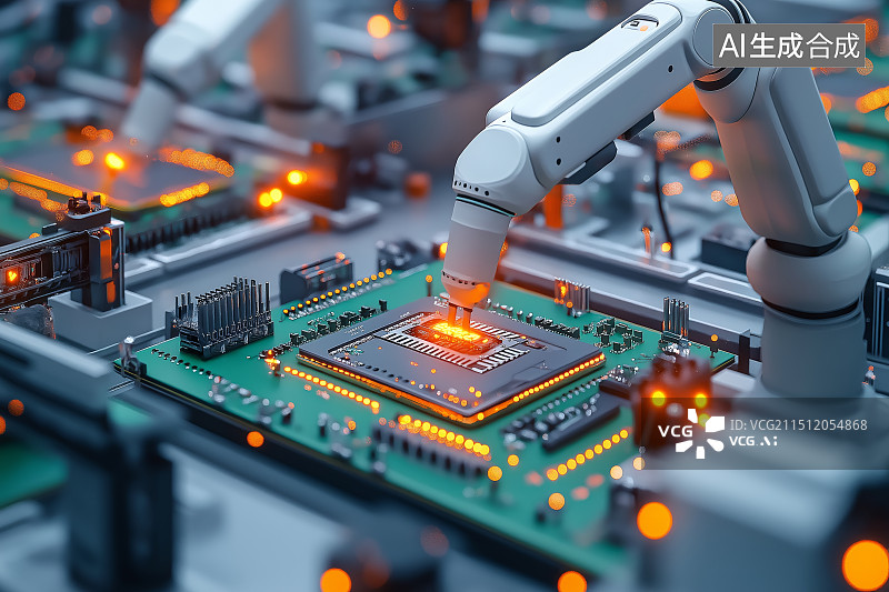 【AI数字艺术】智能制造概念芯片制造生产车间图片素材