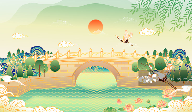 北京中轴线上桥梁万宁桥插画图片素材