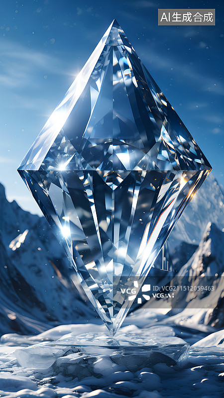 【AI数字艺术】蓝色背景下的钻石图片素材