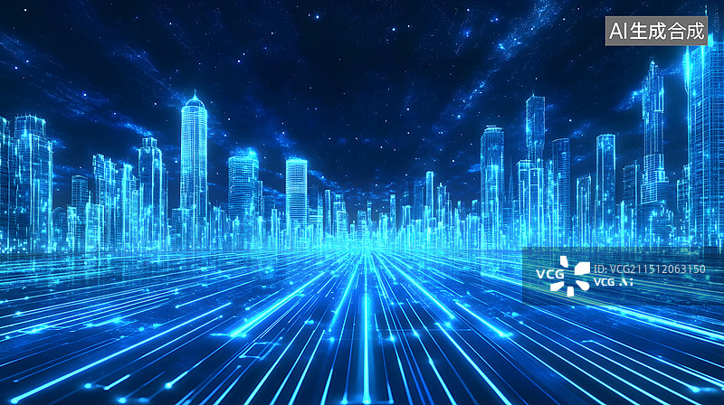 【AI数字艺术】城市AI全景图片数字科技城科技感图片素材