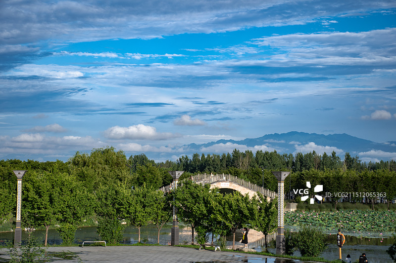 雨后渭河湿地公园图片素材