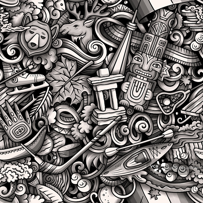 卡通涂鸦加拿大无缝图案图片素材