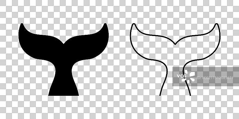 鲸鱼尾巴黑白图标，鲸类动物图片素材