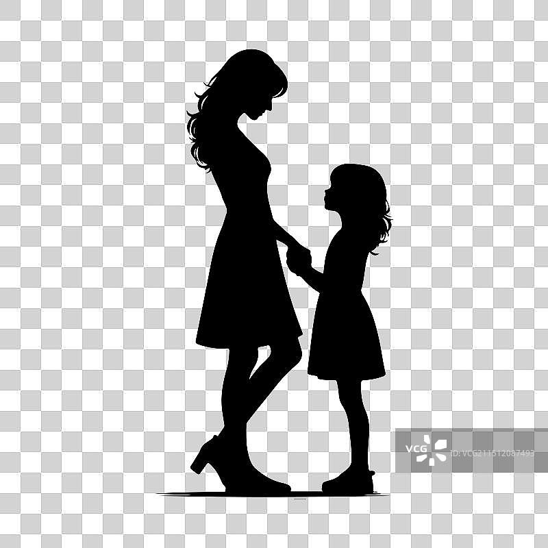 母亲和女儿的轮廓（隔离）图片素材