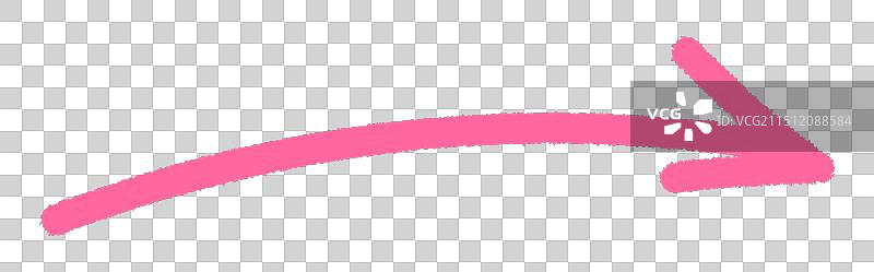 弯曲的粉色笔刷箭头指向右图片素材