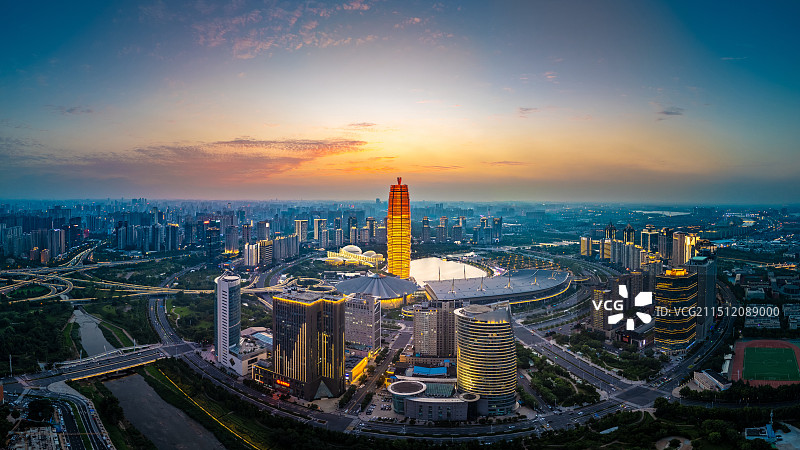 航拍郑州会展中心CBD图片素材