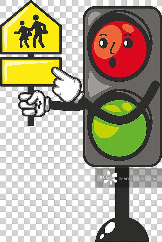 学校路口的人行交通灯图片素材