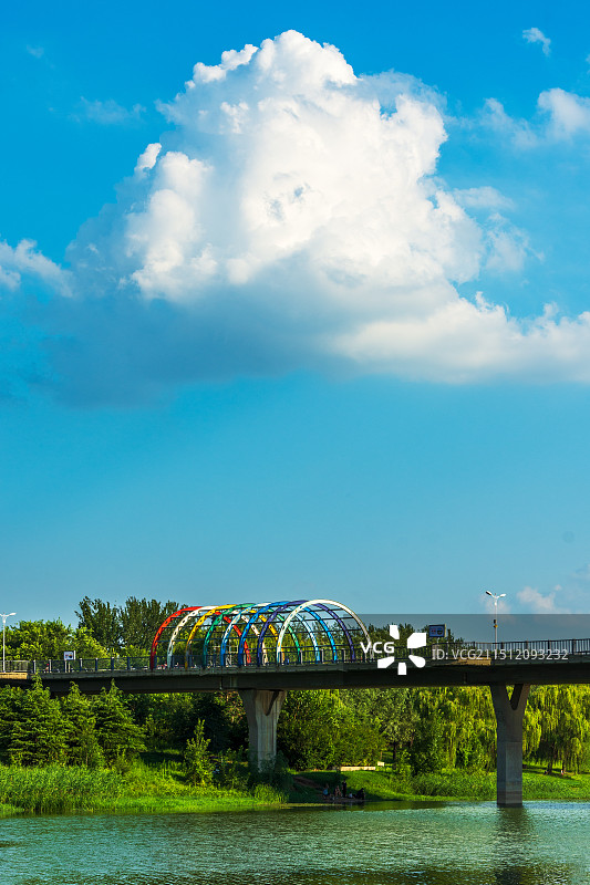 蓝天白云碧水--立秋过后的聊城徒骇诃畔德大美生态24.08图片素材