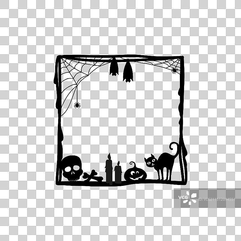 万圣节黑色边框方形节日边框图片素材