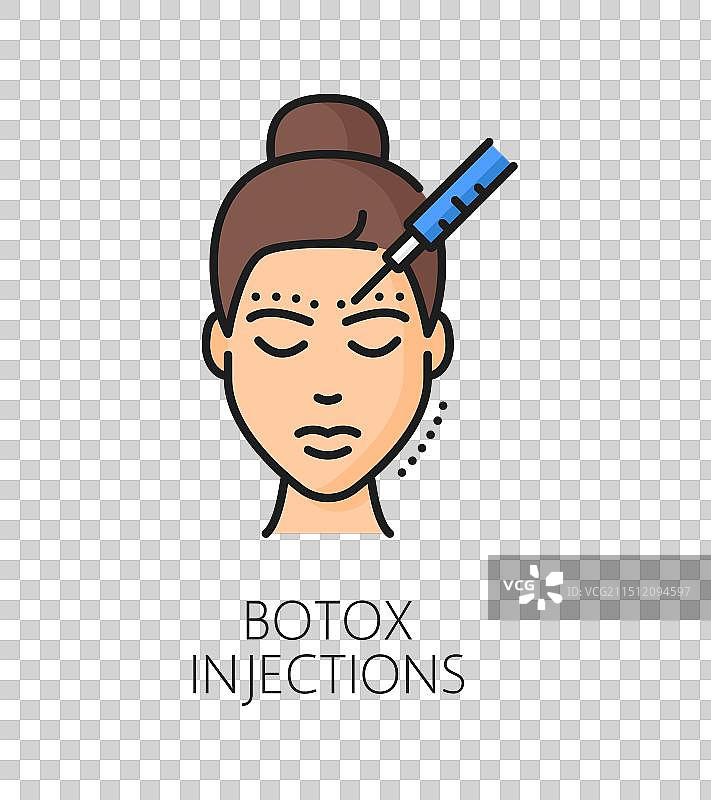 肉毒杆菌注射美容面部护理线性图标图片素材