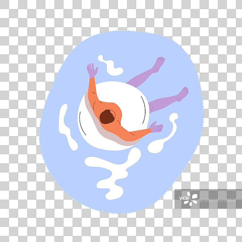 在充气橡胶圈中漂浮游泳的男人图片素材