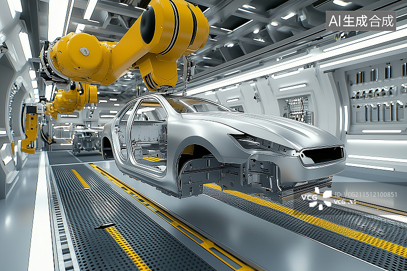 【AI数字艺术】现代汽车生产线工厂图片素材