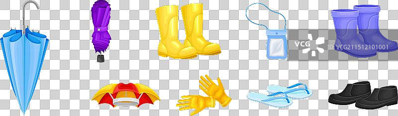 雨天服饰及橡胶雨靴配件图片素材