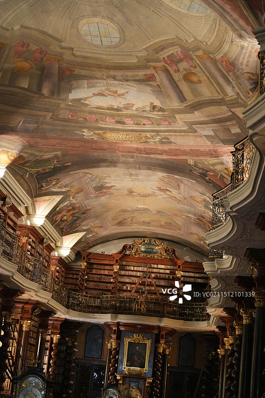捷克国家图书馆，Klementinum克莱门特学院，巴洛克建筑，天文台，布拉格查理大学，藏书，壁画图片素材