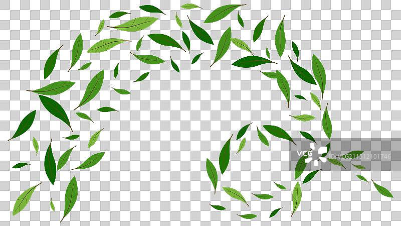 自然漂浮的绿叶飞行装饰图片素材