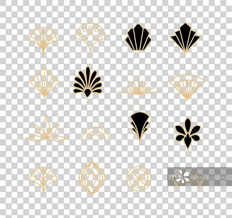 装饰艺术风格的棕榈叶饰品套装图片素材