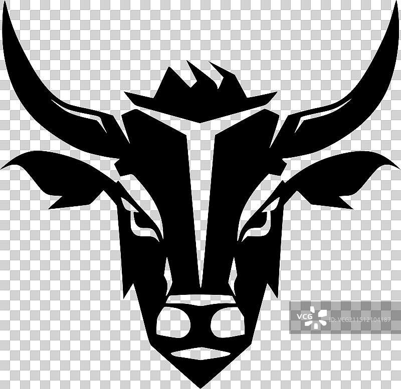 黑白公牛隔离图标图片素材